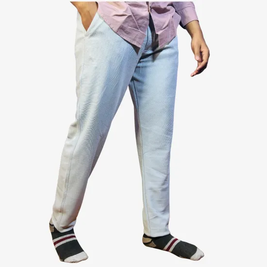 Men's Light Grey Lycra Pant  – Premium Comfort Fit Office Wear Pants